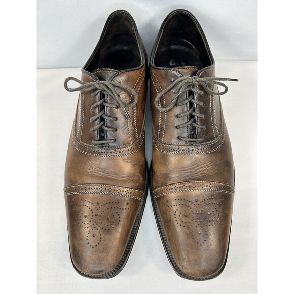 To Boot New York Lace Up Mens 9.5 Brown Leather Cap Toe Dress Shoes Adam Derrick - Picture 3 of 12